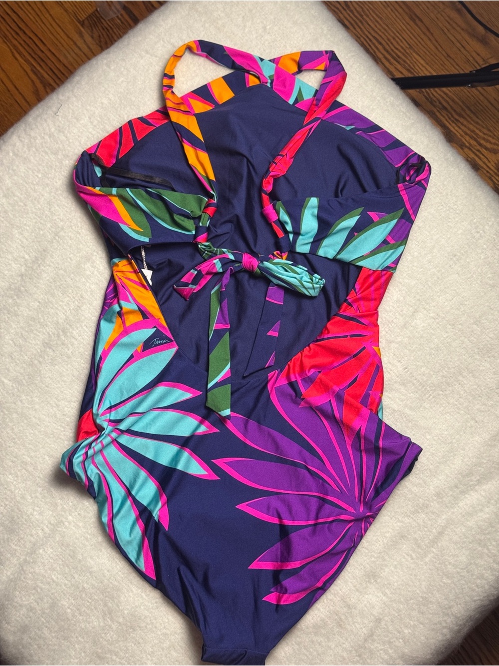 NWT Trina Turk Wailea Reversible One Piece Swimsuit Size 14 Tropical Print - Picture 9 of 11